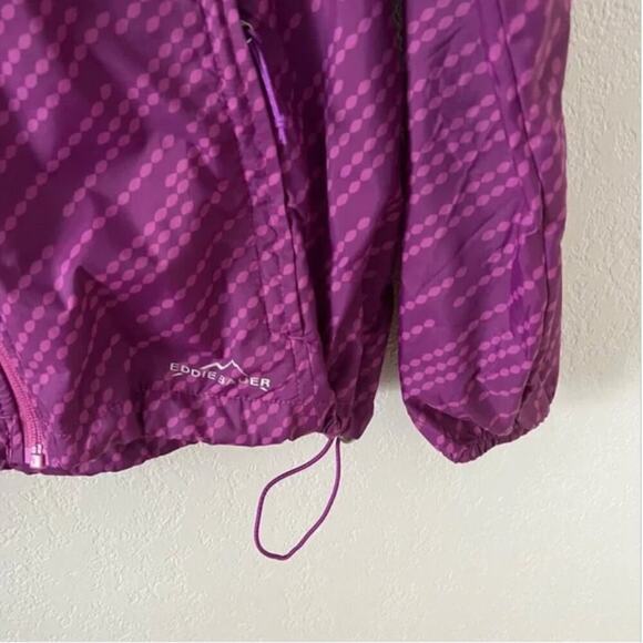 Eddie Bauer Purple Patterned Hooded Windbreaker Jacket - Picture 3 of 7